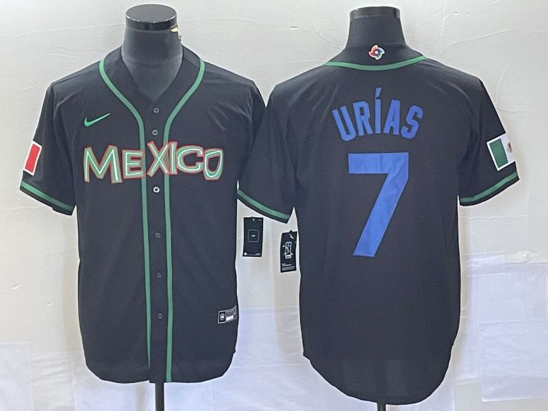 Men 2023 World Cub Mexico #7 Urias Black blue Nike MLB Jersey12->more jerseys->MLB Jersey